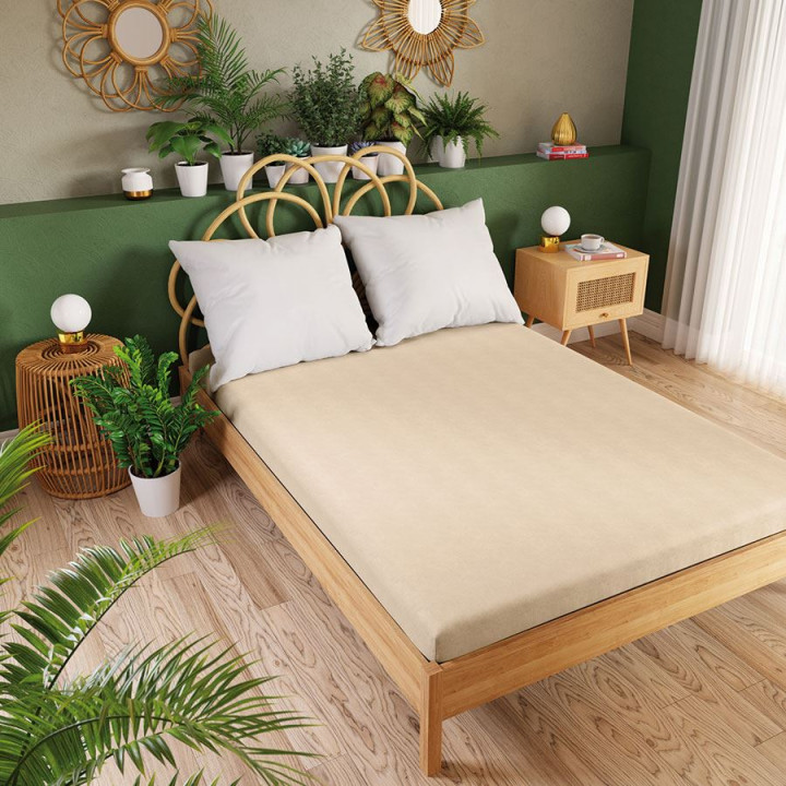 DREAMY PREMIUM Prześcieradło jersey z gumką, szerokość 160 x wysokość 200cm, kolor 005 beżowy 100033