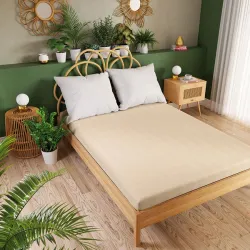 DREAMY PREMIUM Prześcieradło jersey z gumką, szerokość 220 x wysokość 200cm, kolor 005 beżowy 100033