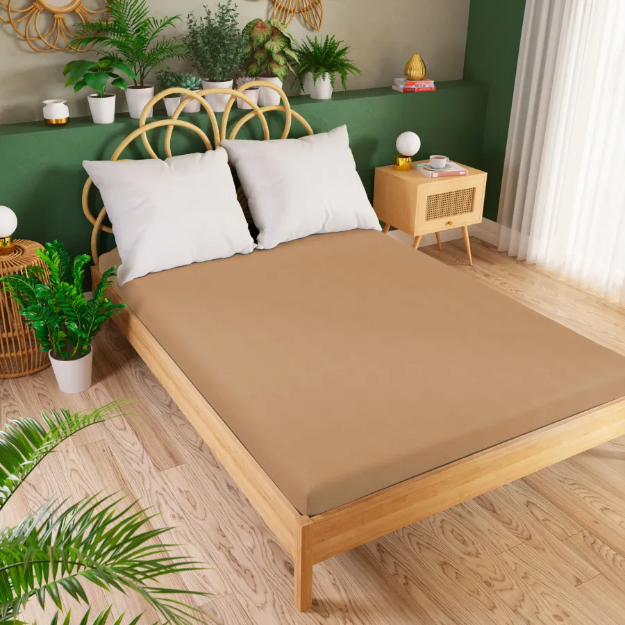 DREAMY PREMIUM Prześcieradło jersey z gumką, szerokość 140 x wysokość 200cm, kolor 013 jasny brązowy 100033