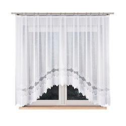 MODESTA Firanka żakardowa gotowa, szerokość 300 x wysokość 160cm, kolor 001 biały 017173 MODESTA Firanka żakardowa gotowa, szerokość 300 x wysokość 160cm, kolor 001 biały 017173