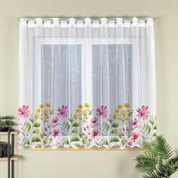 KWIATOWA ŁĄKA Firanka żakardowa gotowa na prosto, szerokość 300 x wysokość 170cm, kolor 001 biały P00308