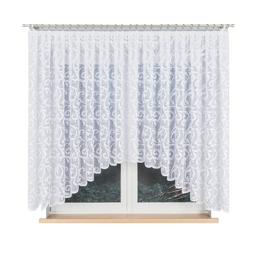 LEOKADIA Firanka żakardowa gotowa, szerokość 400 x wysokość 155cm, kolor 001 biały 023034