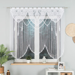 LUNAR Makrama żakardowa gotowa, szerokość 160 x wysokość 160cm, kolor 001 biały 001470