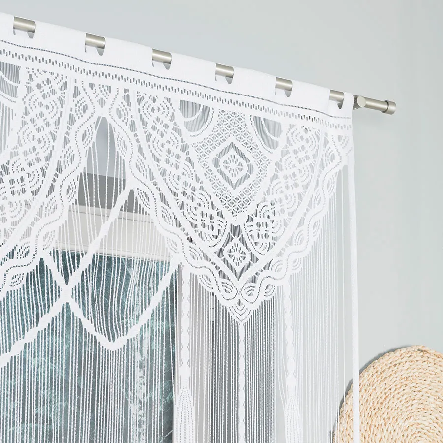 LUNAR Makrama żakardowa gotowa, szerokość 160 x wysokość 160cm, kolor 001 biały 001470