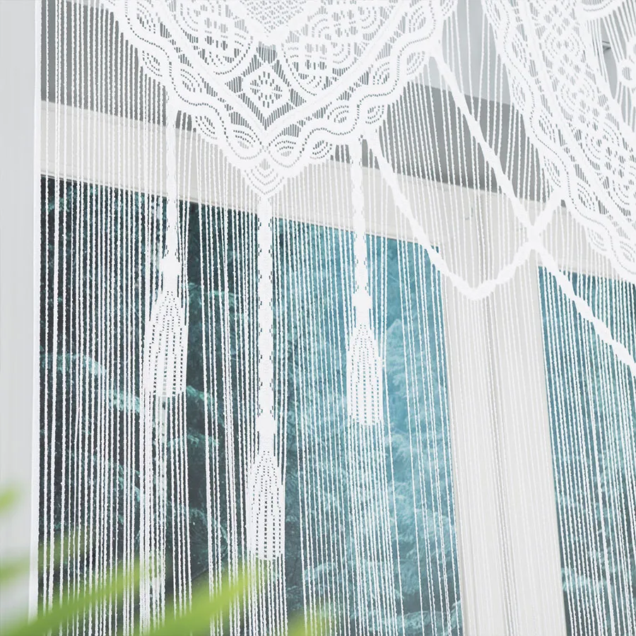 LUNAR Makrama żakardowa gotowa, szerokość 160 x wysokość 160cm, kolor 001 biały 001470