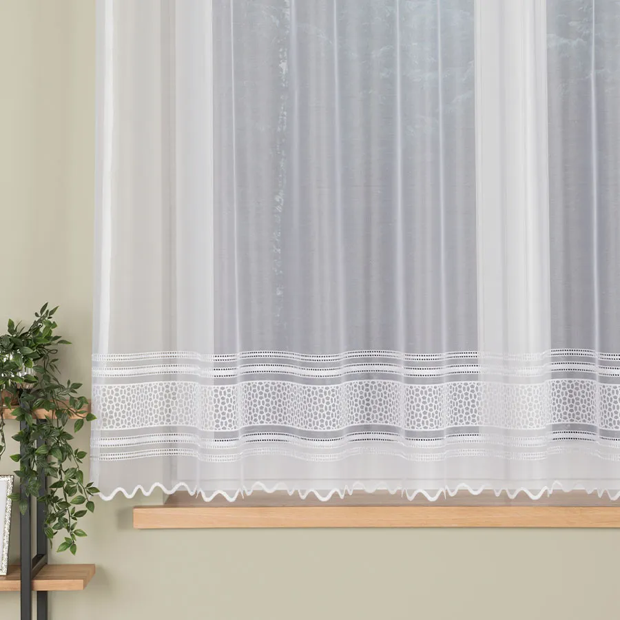 DOMINIKA Firanka żakardowa gotowa, szerokość 300cm x wysokość 160cm, kolor 001 biały 358051