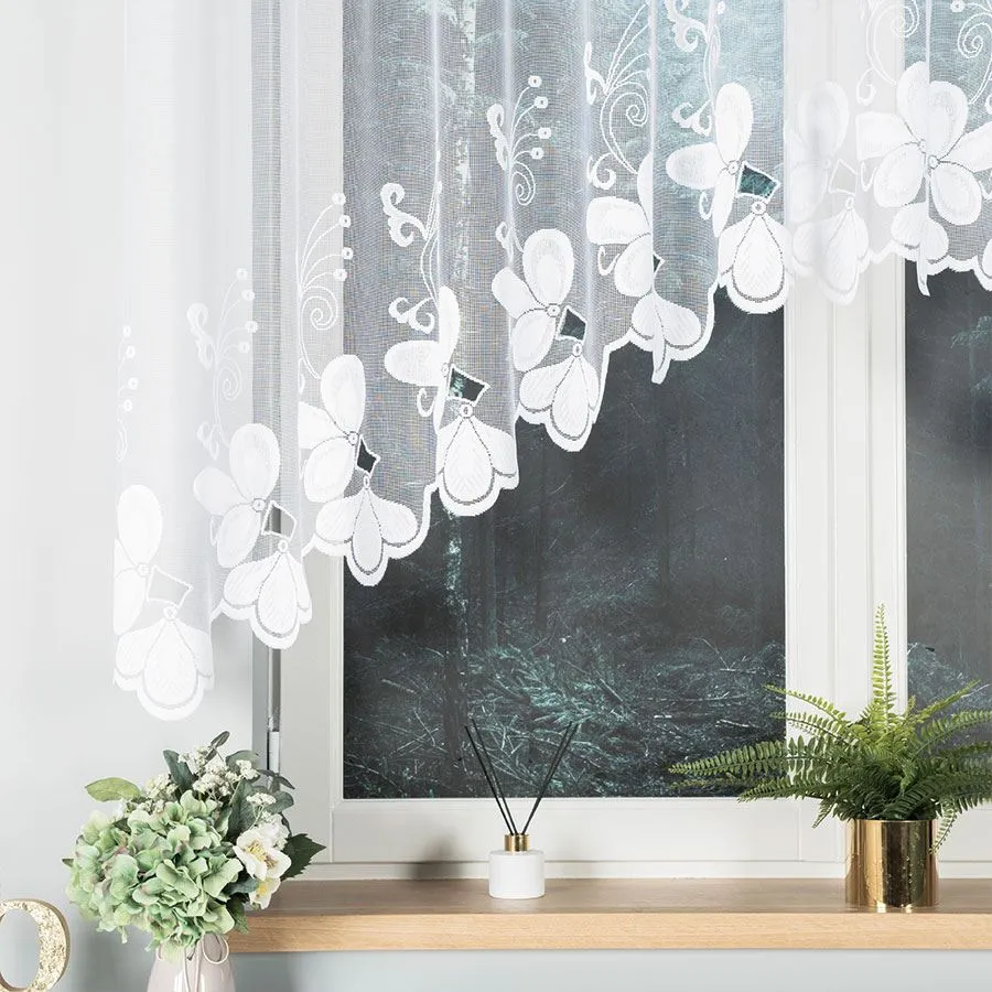 TEODORA Firanka żakardowa gotowa, szerokość 300 x wysokość 140cm, kolor 001 biały 005099