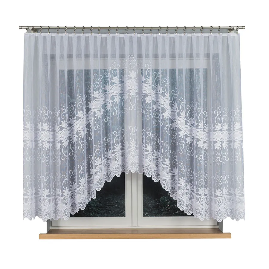 JOWITA Firanka żakardowa gotowa ze wzorem pasowym, szerokość 400 x wysokość 150cm, kolor 001 biały 018960