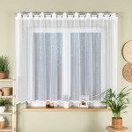 ELZA - Firanka gotowa żakardowa z prostym dołem - 300x160 cm - kolor biały