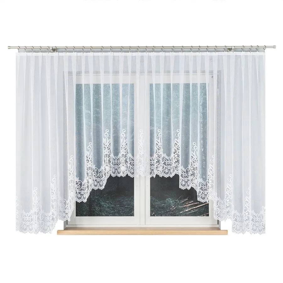 BERENIKA Firanka żakardowa gotowa, szerokość 530 x wysokość 160cm, kolor 001 biały 004304