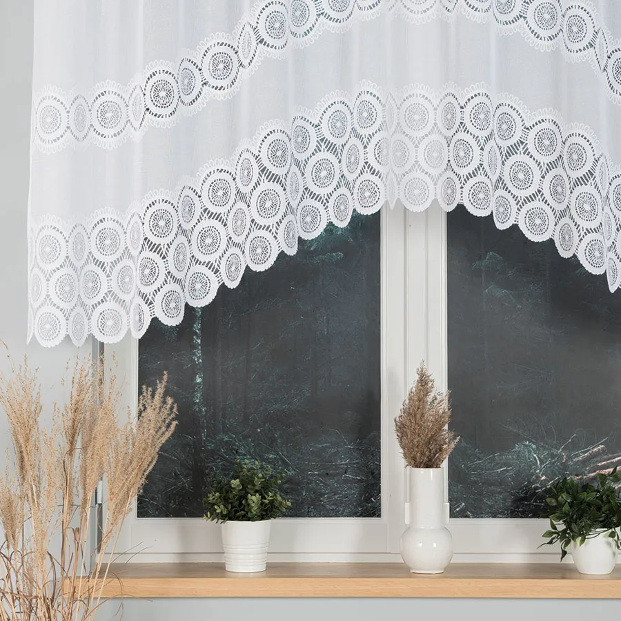 MARIA Firanka żakardowa gotowa ze wzorem pasowym, szerokość 250 x wysokość 120cm, kolor 001 biały 107835