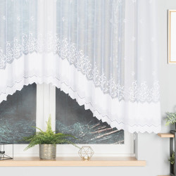 GENOWEFA Firanka żakardowa gotowa, szerokość 350 x wysokość 140cm, kolor 001 biały 023419 GENOWEFA Firanka żakardowa gotowa, szerokość 350 x wysokość 140cm, kolor 001 biały 023419