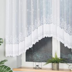 GENOWEFA Firanka żakardowa gotowa, szerokość 350 x wysokość 140cm, kolor 001 biały 023419 GENOWEFA Firanka żakardowa gotowa, szerokość 350 x wysokość 140cm, kolor 001 biały 023419