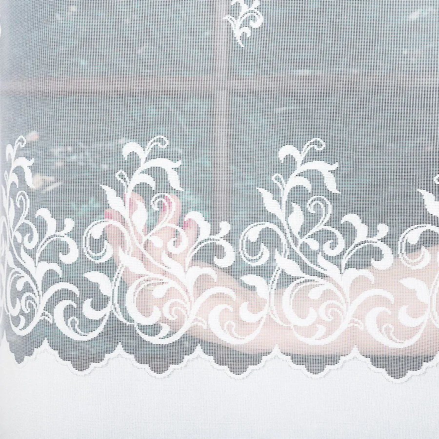 GENOWEFA Firanka żakardowa gotowa, szerokość 350 x wysokość 140cm, kolor 001 biały 023419