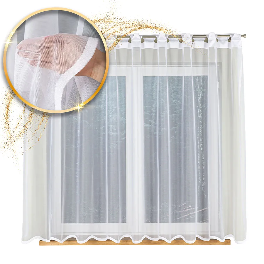 ELZA Firanka żakardowa gotowa, szerokość 300 x wysokość 170cm, kolor 001 biały 023456