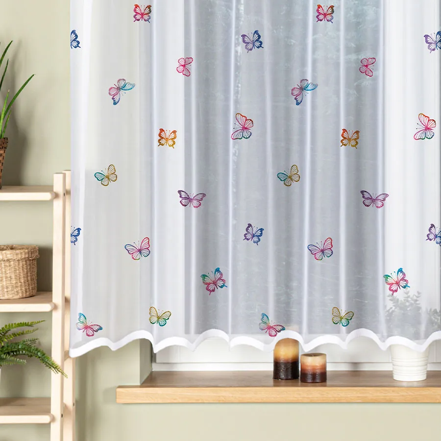 MOTYLKI Firanka żakardowa gotowa na prosto, szerokość 300 x wysokość 160cm, kolor 001 biały P00310