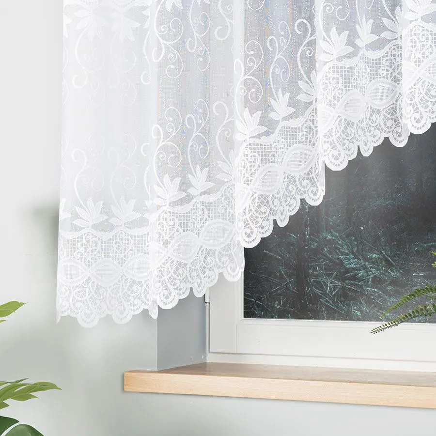 JOWITA Firanka żakardowa gotowa ze wzorem pasowym, szerokość 300 x wysokość 150cm, kolor 001 biały 018960