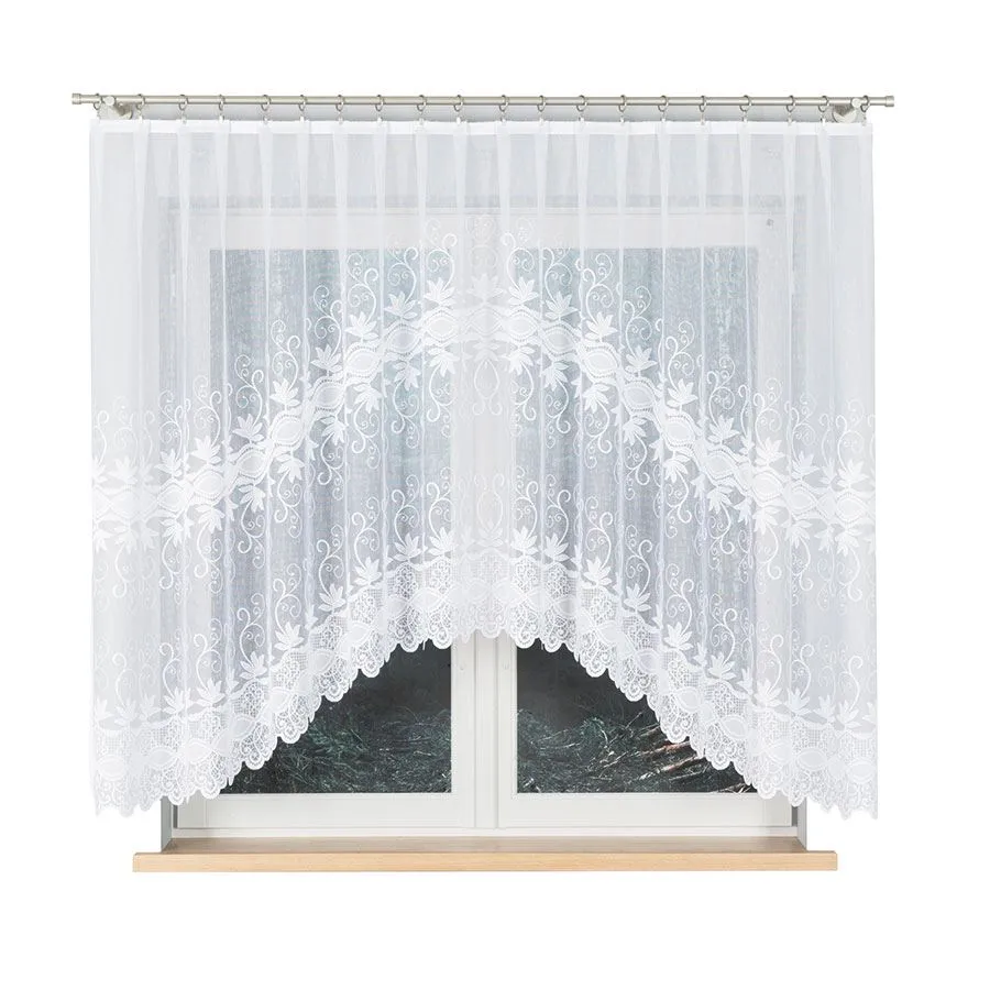 JOWITA Firanka żakardowa gotowa ze wzorem pasowym, szerokość 300 x wysokość 150cm, kolor 001 biały 018960