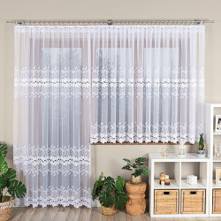 BASTIA Firanka żakardowa gotowa na prosto, szerokość 200 x wysokość 250cm, kolor 001 biały 648107