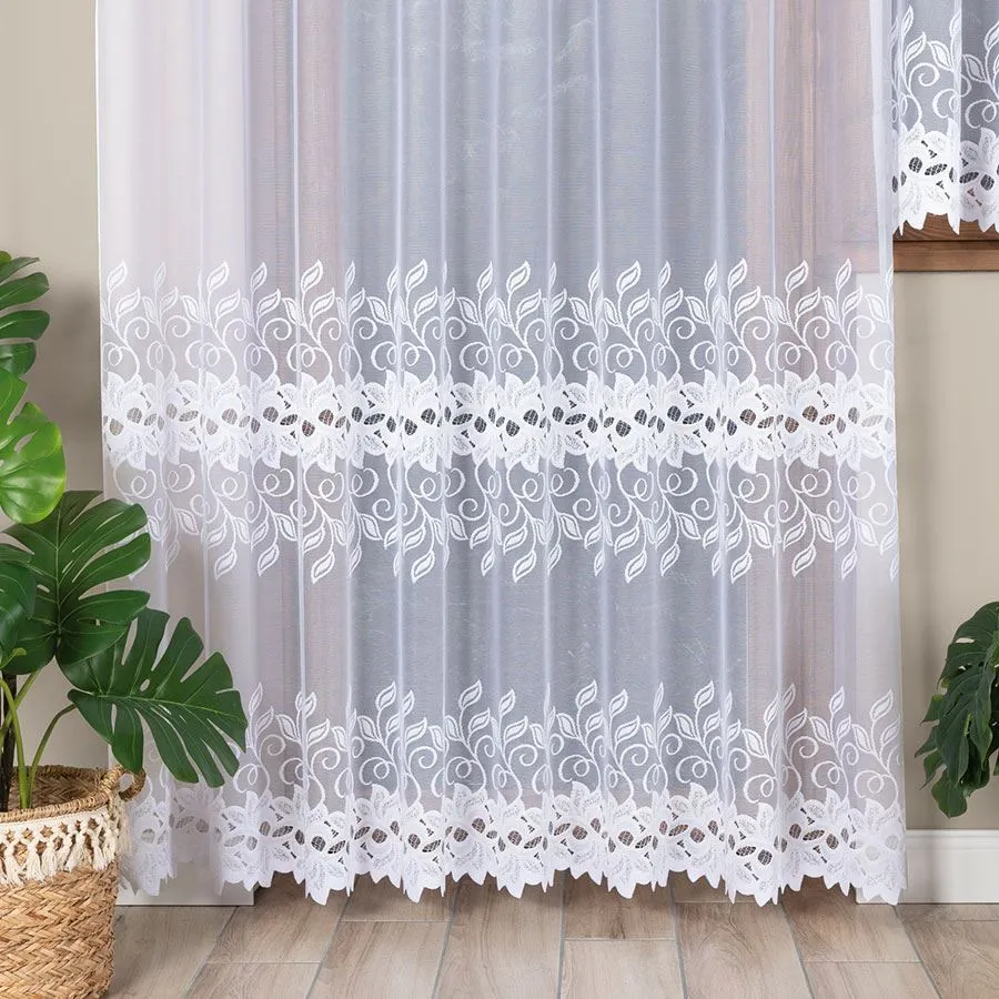 BASTIA Firanka żakardowa gotowa na prosto, szerokość 200 x wysokość 250cm, kolor 001 biały 648107