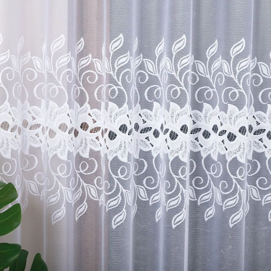 BASTIA Firanka żakardowa gotowa na prosto, szerokość 200 x wysokość 250cm, kolor 001 biały 648107