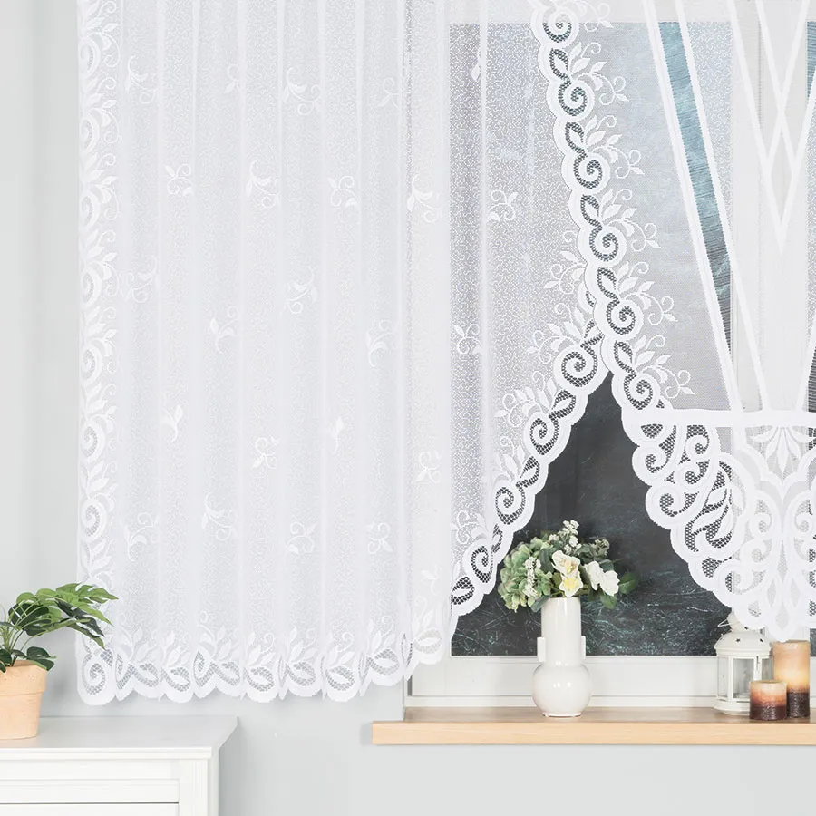 ROZALIA Firanka żakardowa gotowa, szerokość 410 x wysokość 160cm, kolor 001 biały 019370