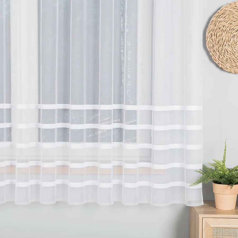 HALINA Firanka żakardowa gotowa, szerokość 400 x wysokość 180cm, kolor 001 biały 000383