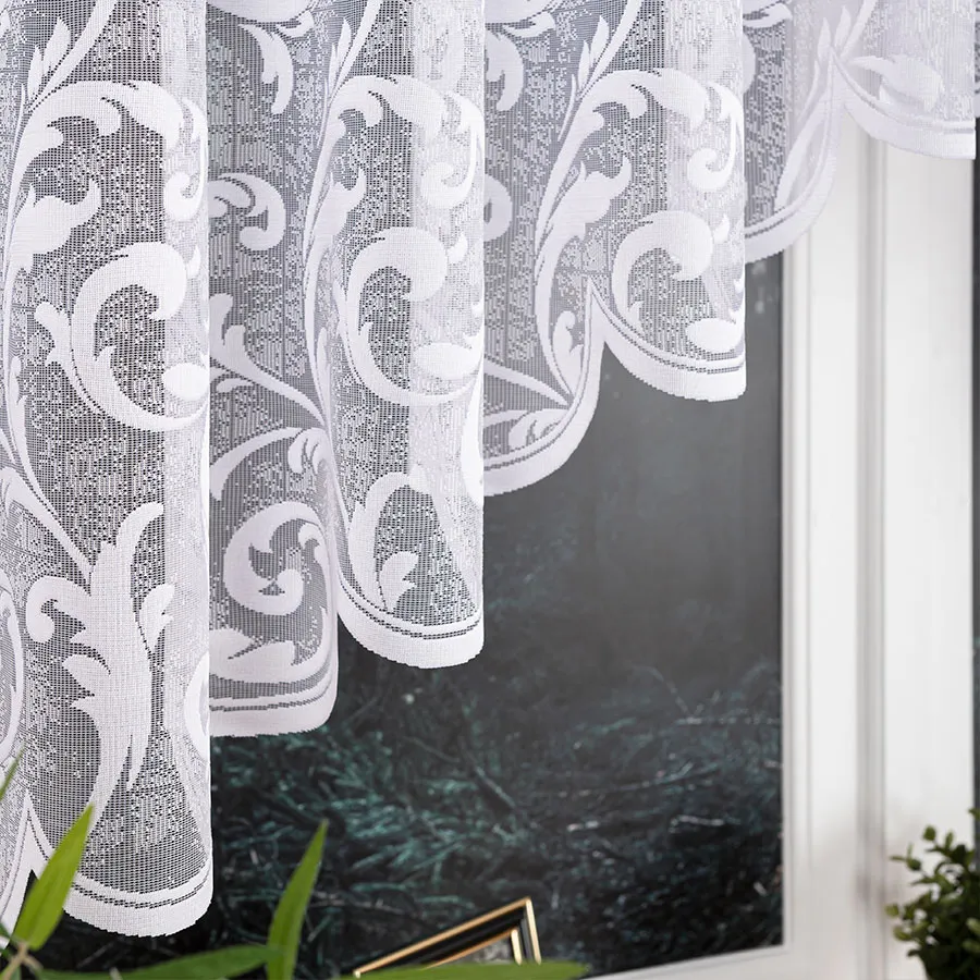 LEOKADIA Firanka żakardowa gotowa, szerokość 450 x wysokość 135cm, kolor 001 biały 023034