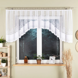 GENOWEFA Firanka żakardowa gotowa, szerokość 400 x wysokość 100cm, kolor 001 biały 023419