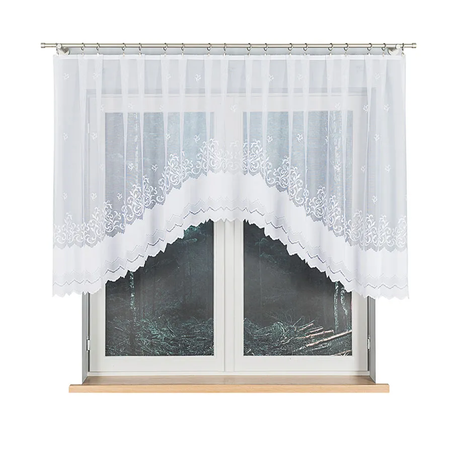 GENOWEFA Firanka żakardowa gotowa, szerokość 300 x wysokość 120cm, kolor 001 biały 023419