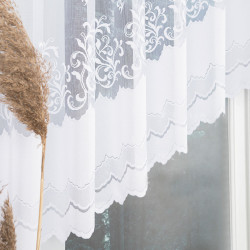 GENOWEFA Firanka żakardowa gotowa, szerokość 400 x wysokość 120cm, kolor 001 biały 023419 GENOWEFA Firanka żakardowa gotowa, szerokość 400 x wysokość 120cm, kolor 001 biały 023419