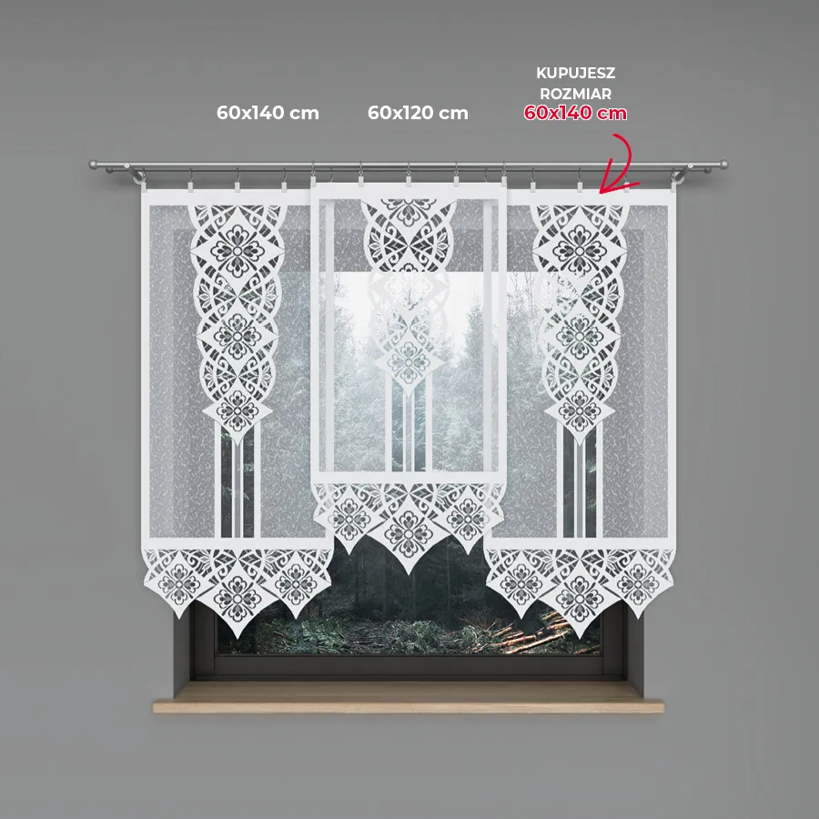 KLAUDIA Panel żakardowy gotowy, szerokość 60 x wysokość 140cm, kolor 001 biały 001331