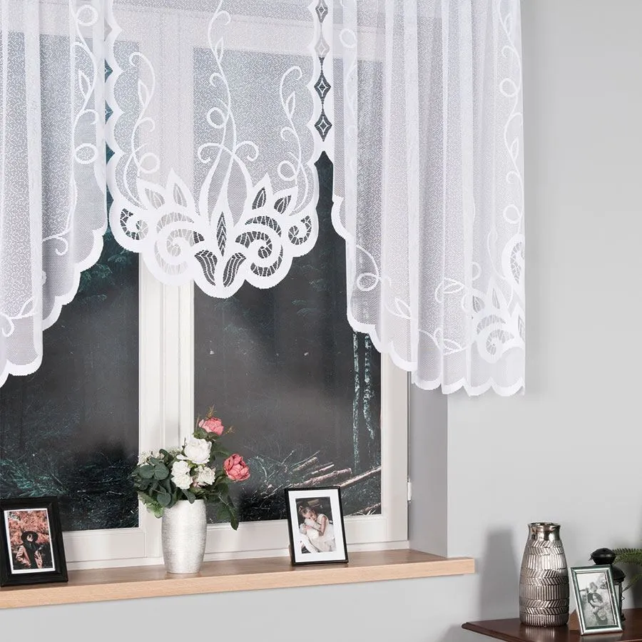 EWELINA Firanka żakardowa gotowa, szerokość 300 x wysokość 120cm, kolor 001 biały 019312