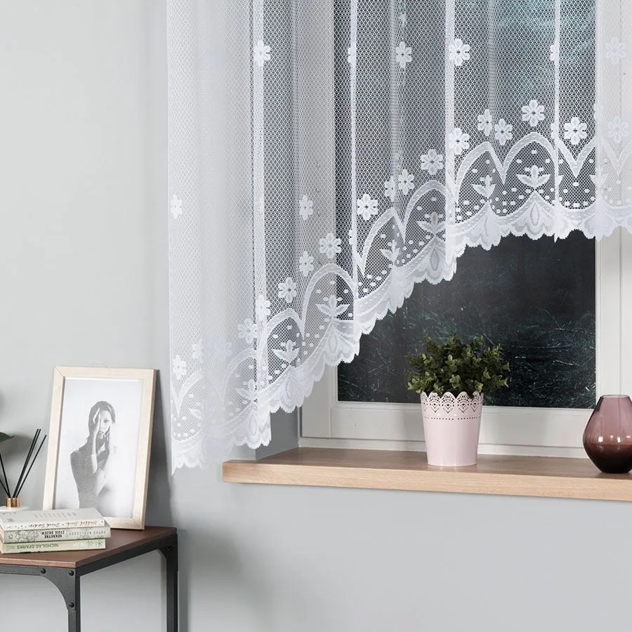 FLORENTYNA Firanka żakardowa gotowa, szerokość 330 x wysokość 160cm, kolor 001 biały 004421
