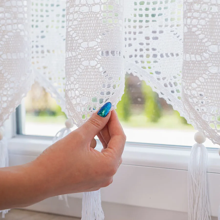 RACHELA Zazdrostka gotowa z ażurem, szerokość 100 x wysokość 45cm, kolor 001 biały 912432