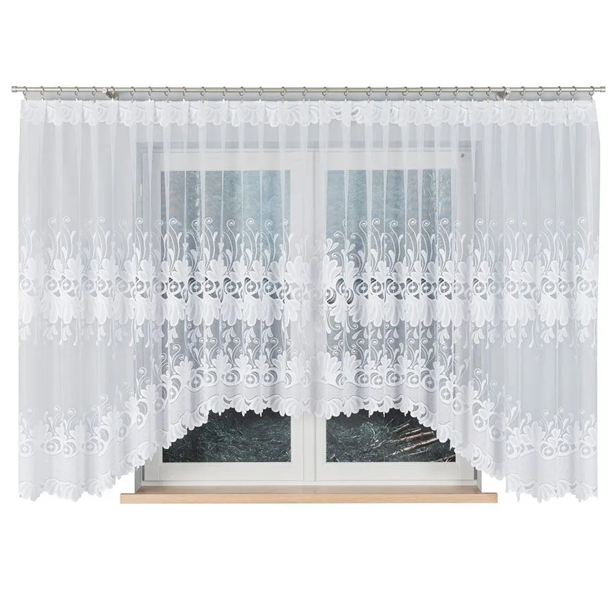 KASJANA Firanka żakardowa gotowa, szerokość 500 x wysokość 160cm, kolor 001 biały 007003