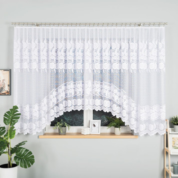 OKSANA Firanka żakardowa gotowa, szerokość 500 x wysokość 160cm, kolor 001 biały 049360