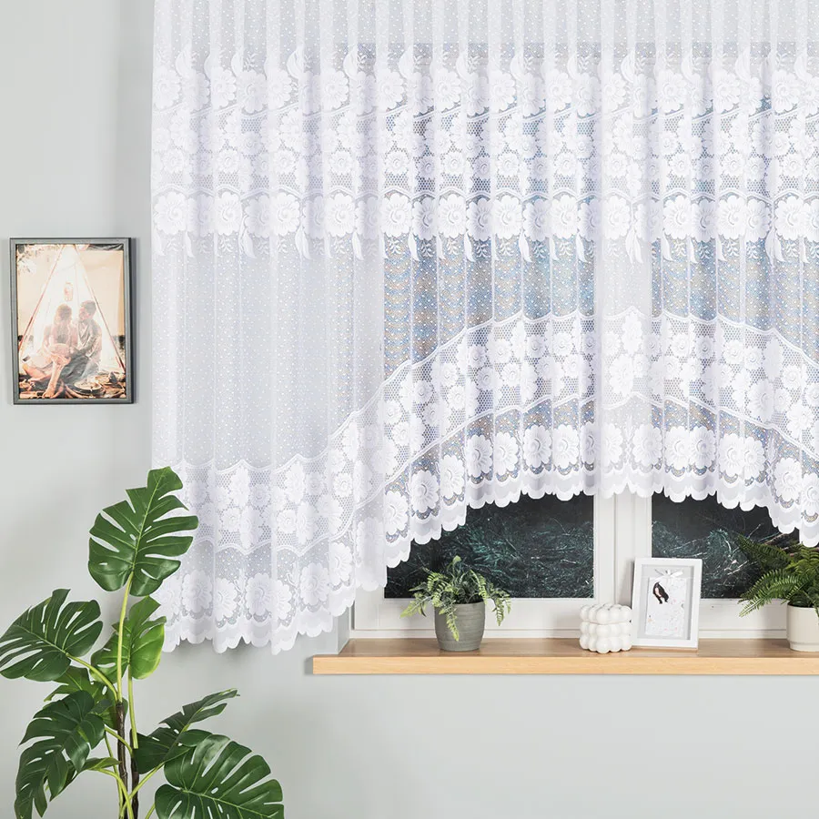 OKSANA Firanka żakardowa gotowa, szerokość 500 x wysokość 160cm, kolor 001 biały 049360