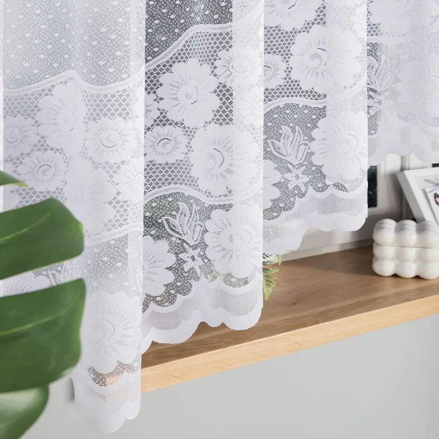 OKSANA Firanka żakardowa gotowa, szerokość 500 x wysokość 160cm, kolor 001 biały 049360