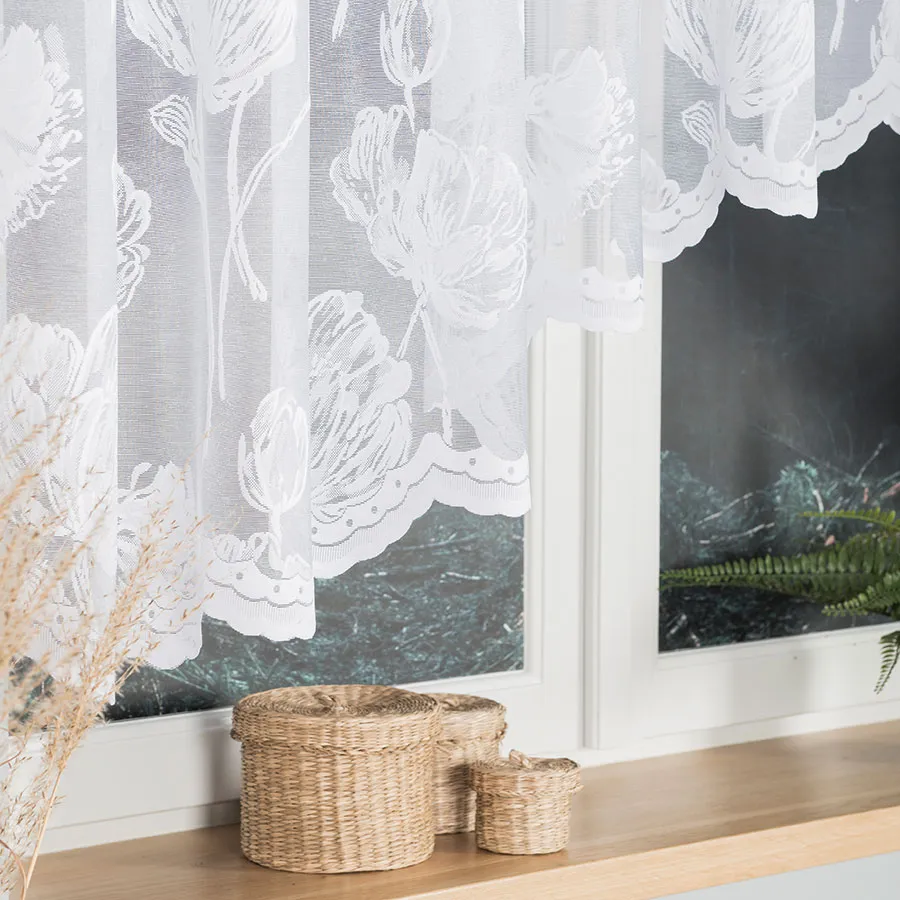 SONIA Firanka żakardowa gotowa, szerokość 350 x wysokość 140cm, kolor 001 biały 092918