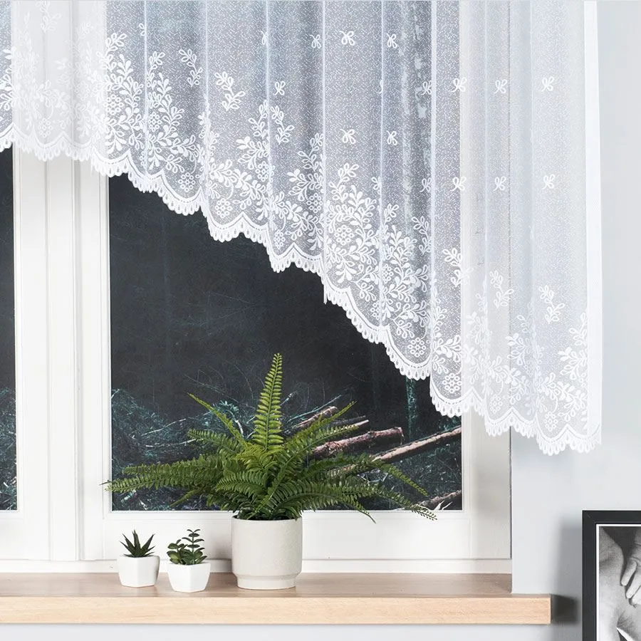 KAROLINA Firanka żakardowa gotowa, szerokość 300 x wysokość 130cm, kolor 001 biały 054160