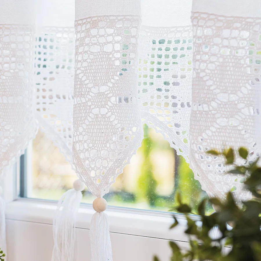 RACHELA Zazdrostka gotowa z ażurem, szerokość 200 x wysokość 45cm, kolor 001 biały 912432