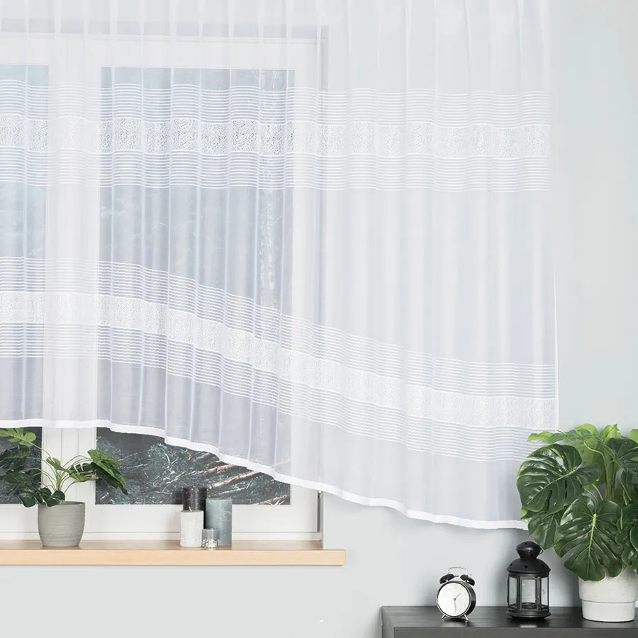 KLAUDYNA Firanka żakardowa gotowa, szerokość 520 x wysokość 160cm, kolor 001 biały 018970