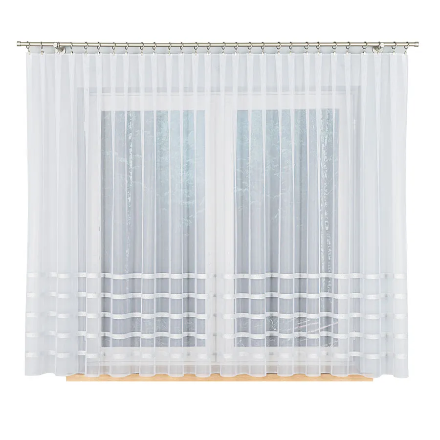 HALINA Firanka żakardowa gotowa, szerokość 400 x wysokość 160cm, kolor 003 biały ze srebrnym lurexem 000383