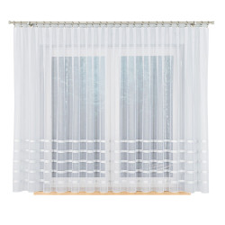 HALINA Firanka żakardowa gotowa, szerokość 400 x wysokość 160cm, kolor 003 biały ze srebrnym lurexem 000383