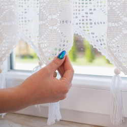 RACHELA Zazdrostka gotowa z ażurem, szerokość 100 x wysokość 90cm, kolor 001 biały 912432 RACHELA Zazdrostka gotowa z ażurem, szerokość 100 x wysokość 90cm, kolor 001 biały 912432