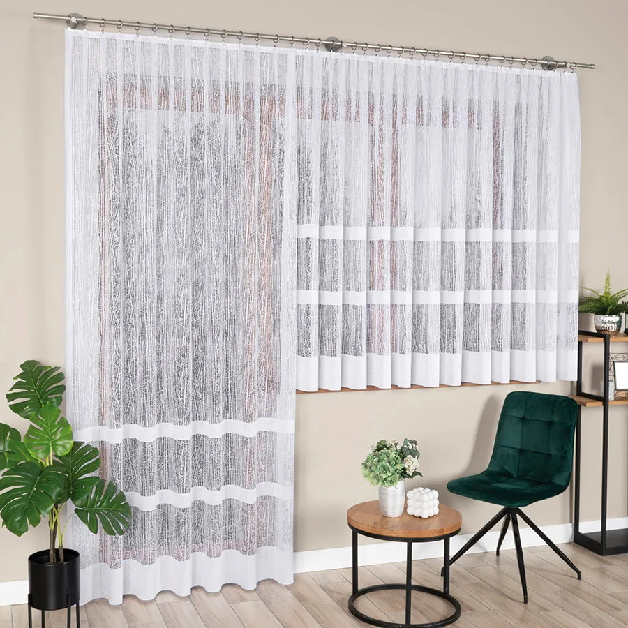 WIKTORIA Firanka żakardowa gotowa na prosto, szerokość 200 x wysokość 250cm, kolor 001 biały 018352