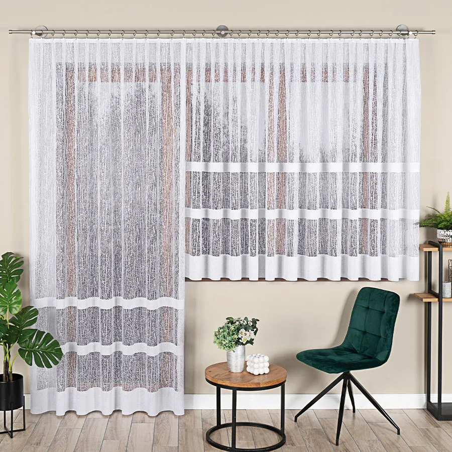 WIKTORIA Firanka żakardowa gotowa na prosto, szerokość 200 x wysokość 250cm, kolor 001 biały 018352