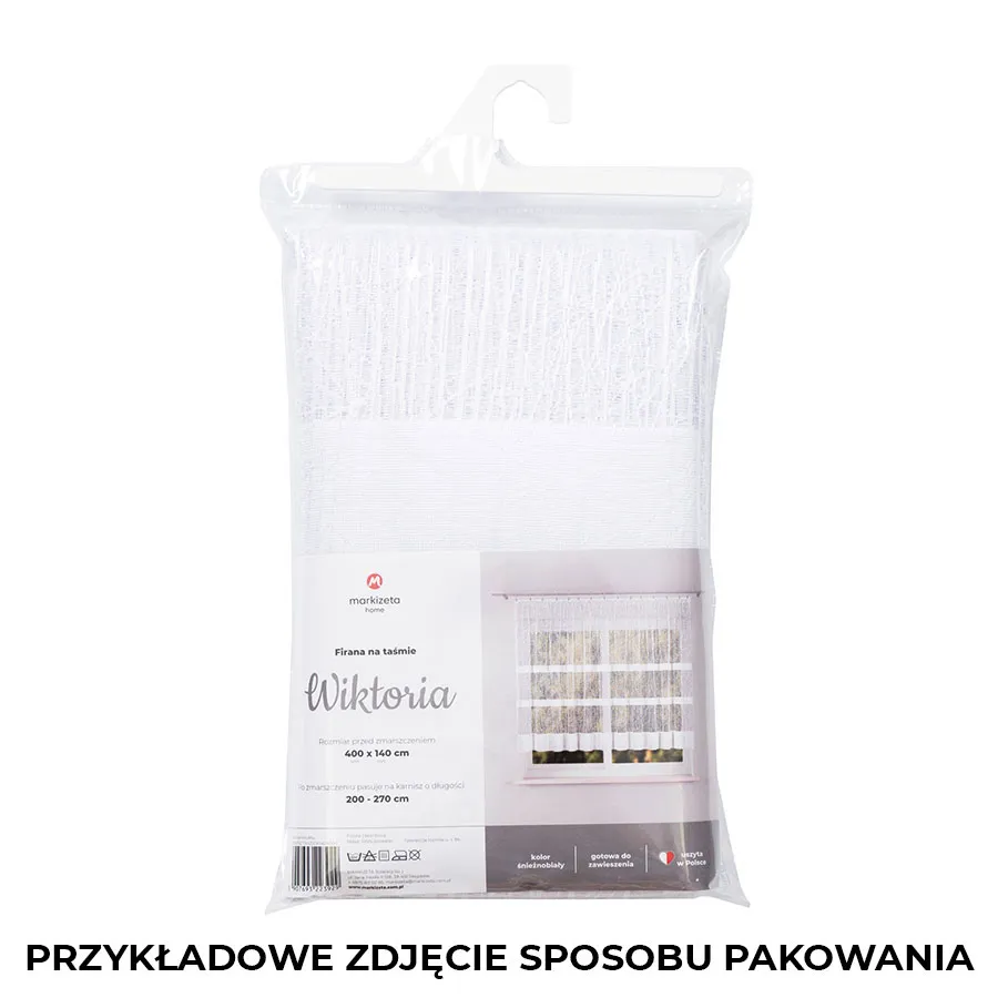 WIKTORIA Firanka żakardowa gotowa na prosto, szerokość 200 x wysokość 250cm, kolor 001 biały 018352