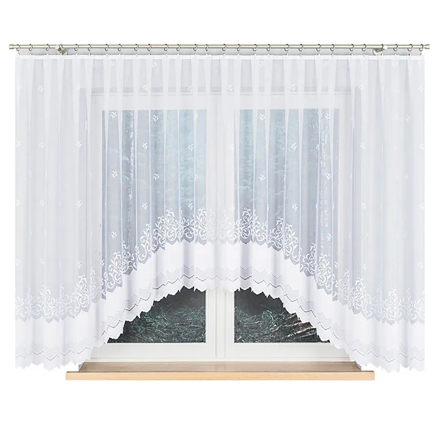 GENOWEFA Firanka żakardowa gotowa, szerokość 550 x wysokość 160cm, kolor 001 biały 023419